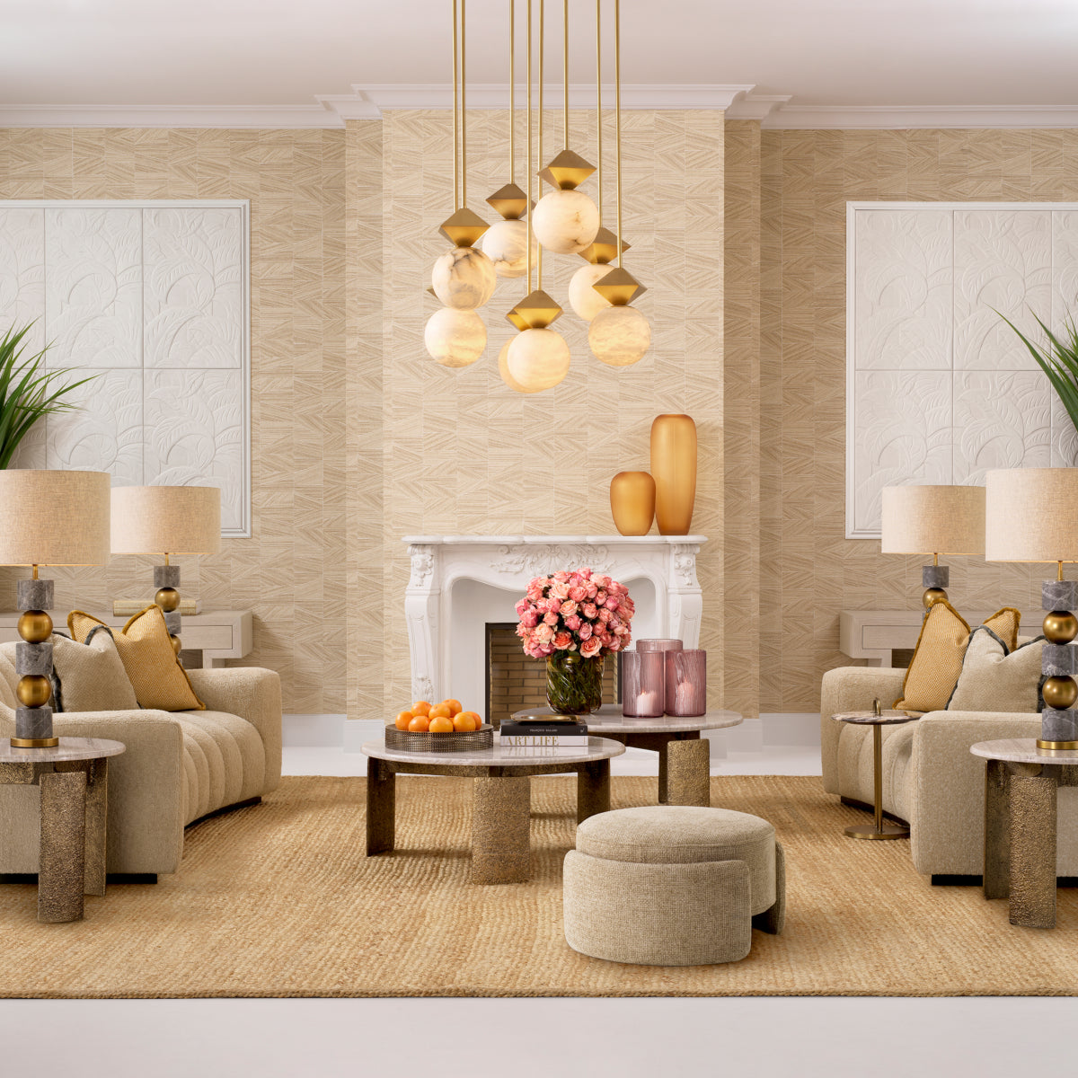 Sand Upholstered Modern Stool Ortega