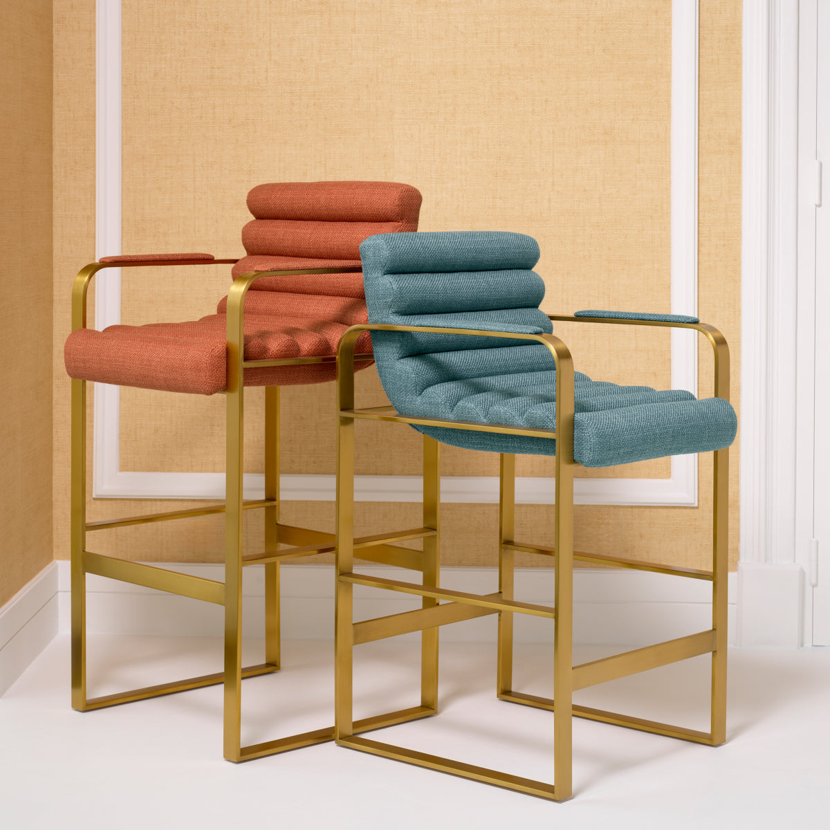 Orange Padded Modern Bar Stool Olsen