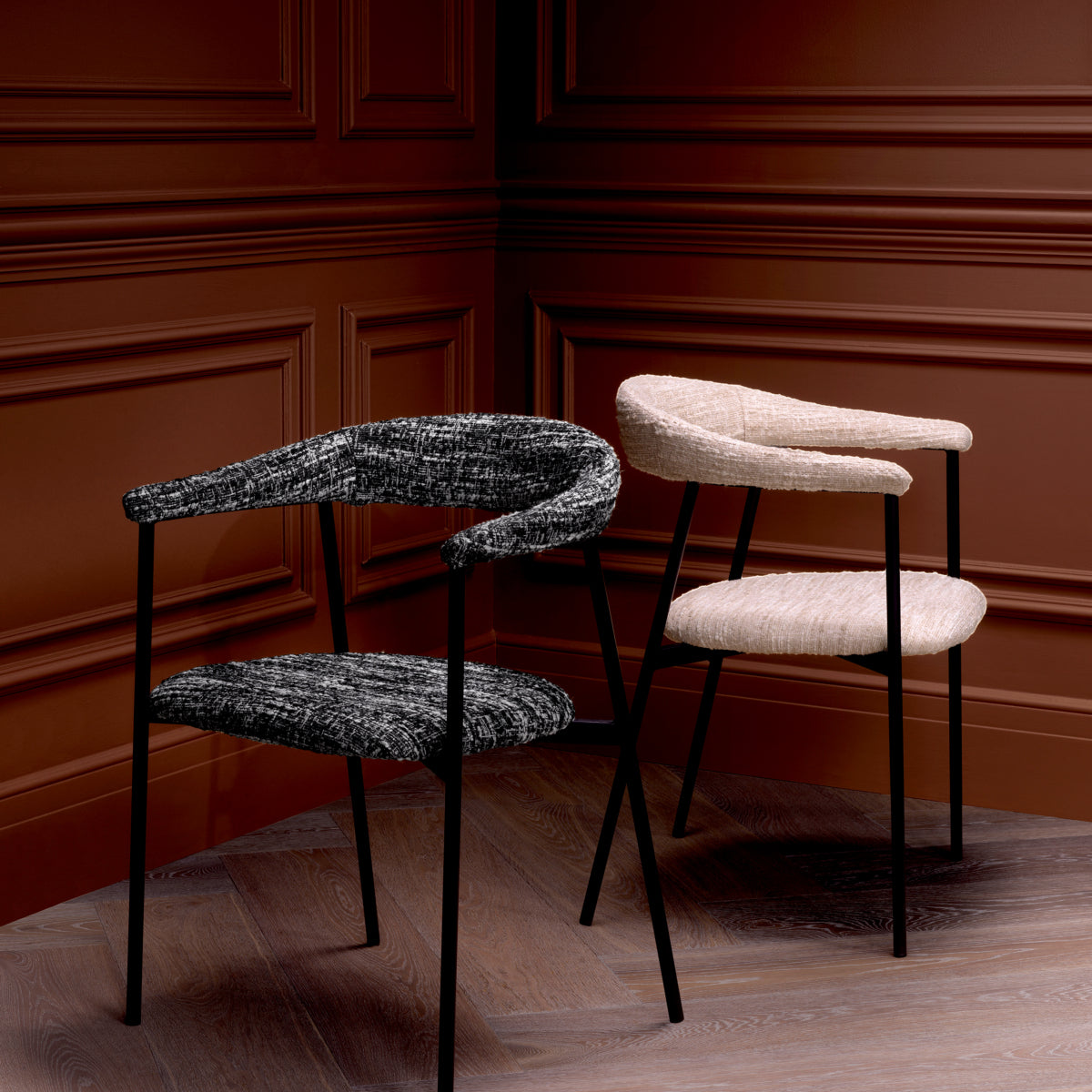 Black Bouclé Dining Chairs (2) Julio