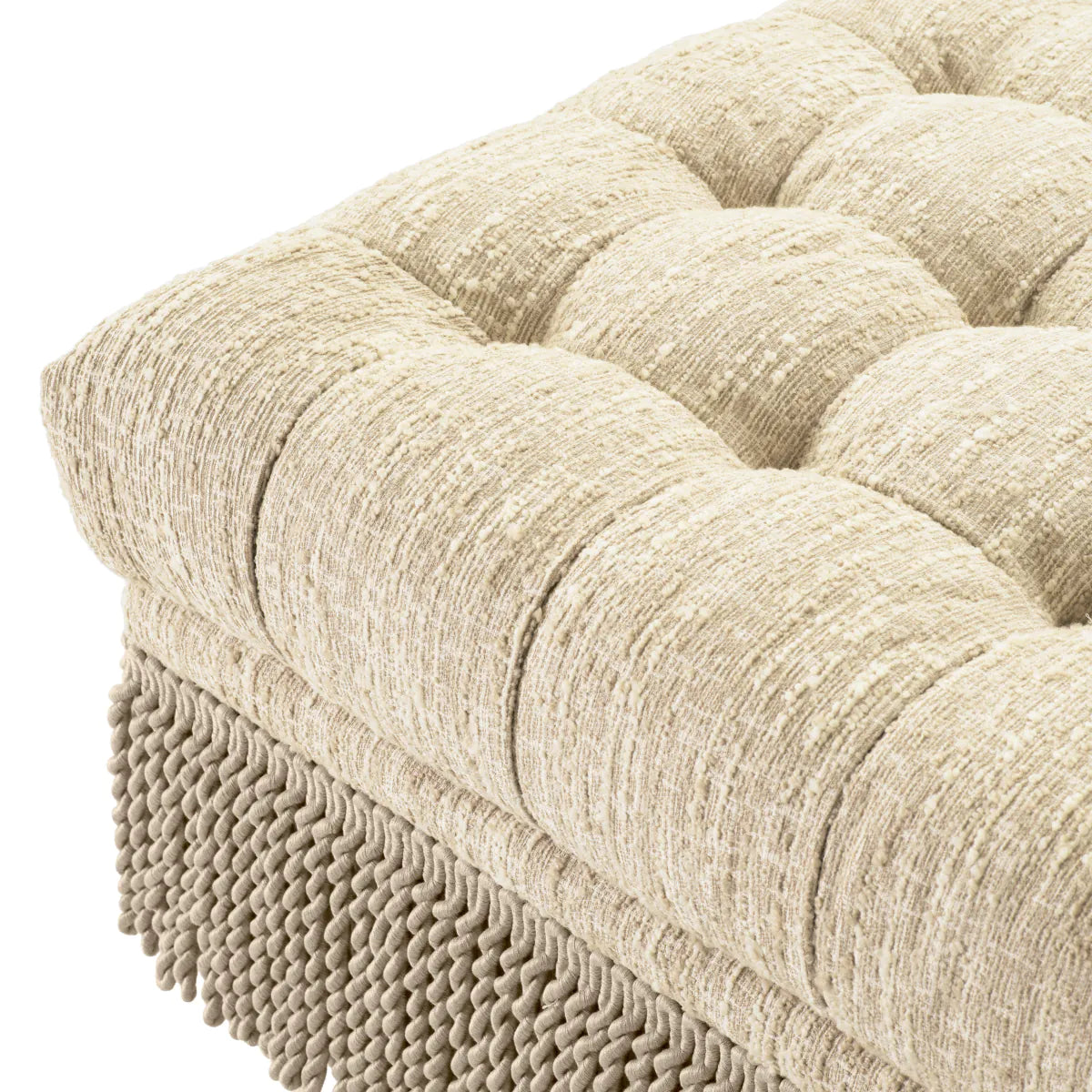Boucle Tufted Fringe Ottoman Dorantes | Eichholtzmh.com