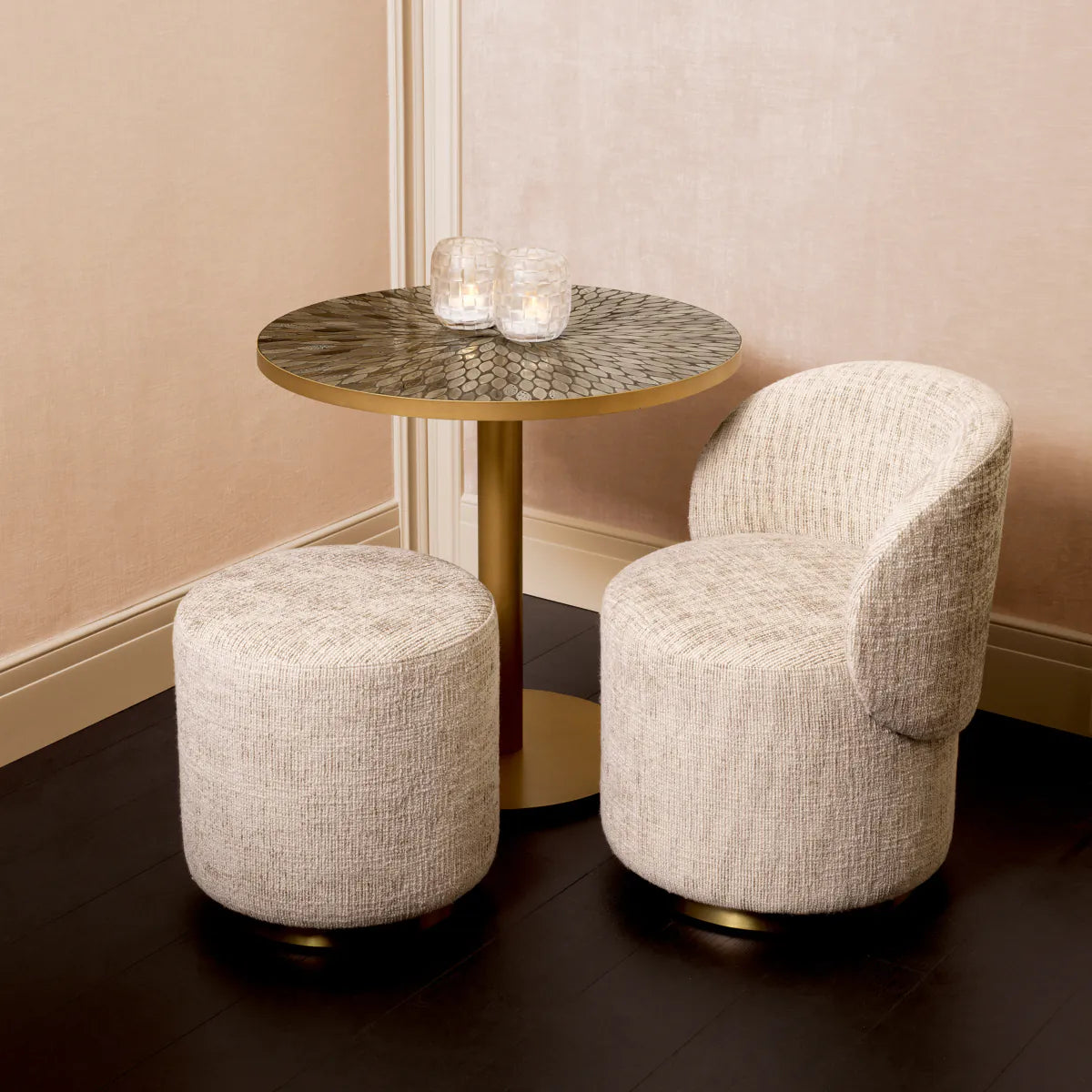 Beige Cylindrical Dining Stool Greer