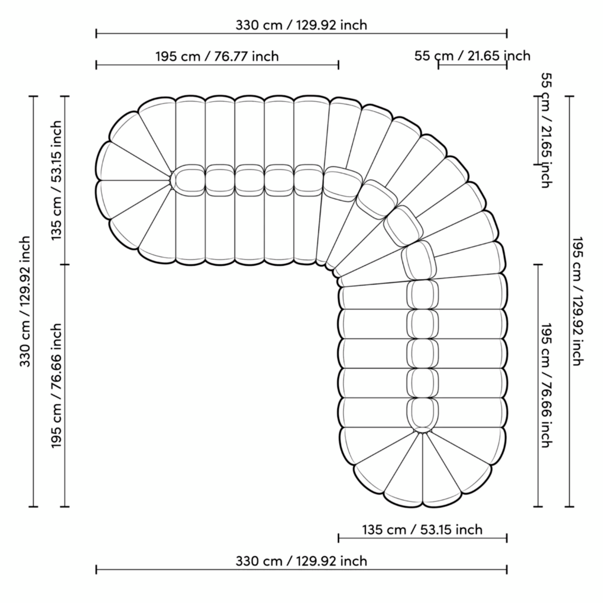 Beige Channeled Curved Sofa Alison | Eichholtzmh.com