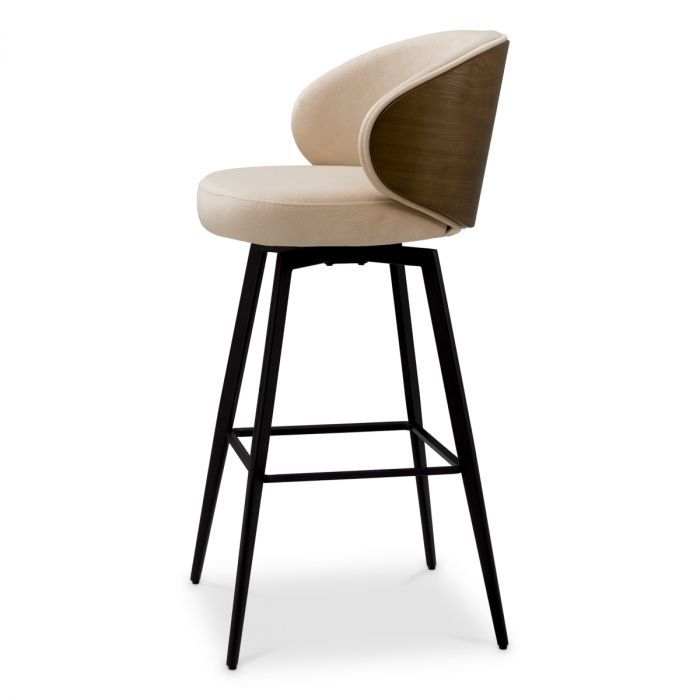 Bar Stool Camerota walnut finish sabino beige