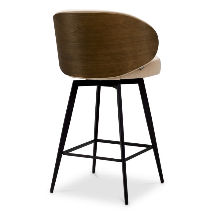 Counter Stool Camerota walnut finish sabino beige