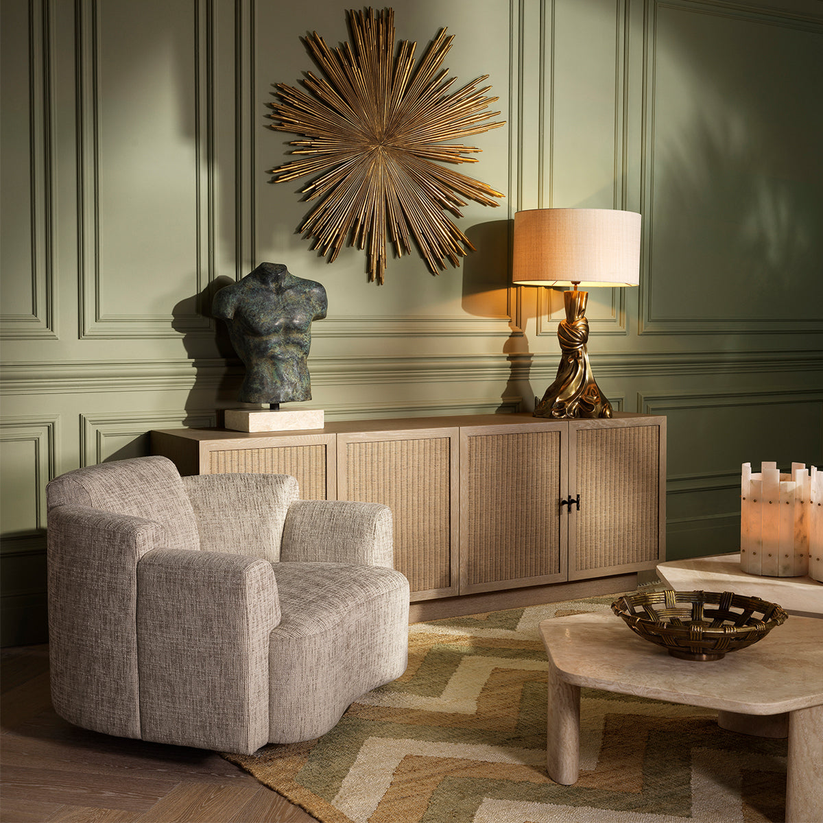 Beige Swivel Chair Marbella