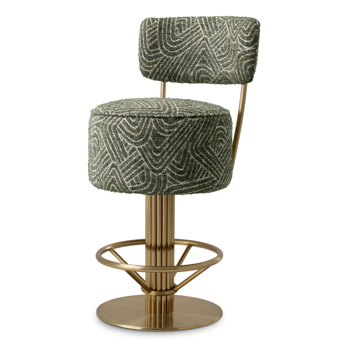 Green Fabric Swivel Bar Stool Carleton
