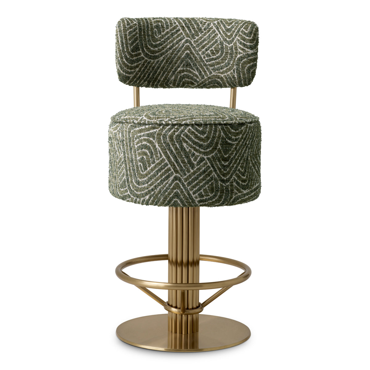 Green Fabric Swivel Bar Stool Carleton