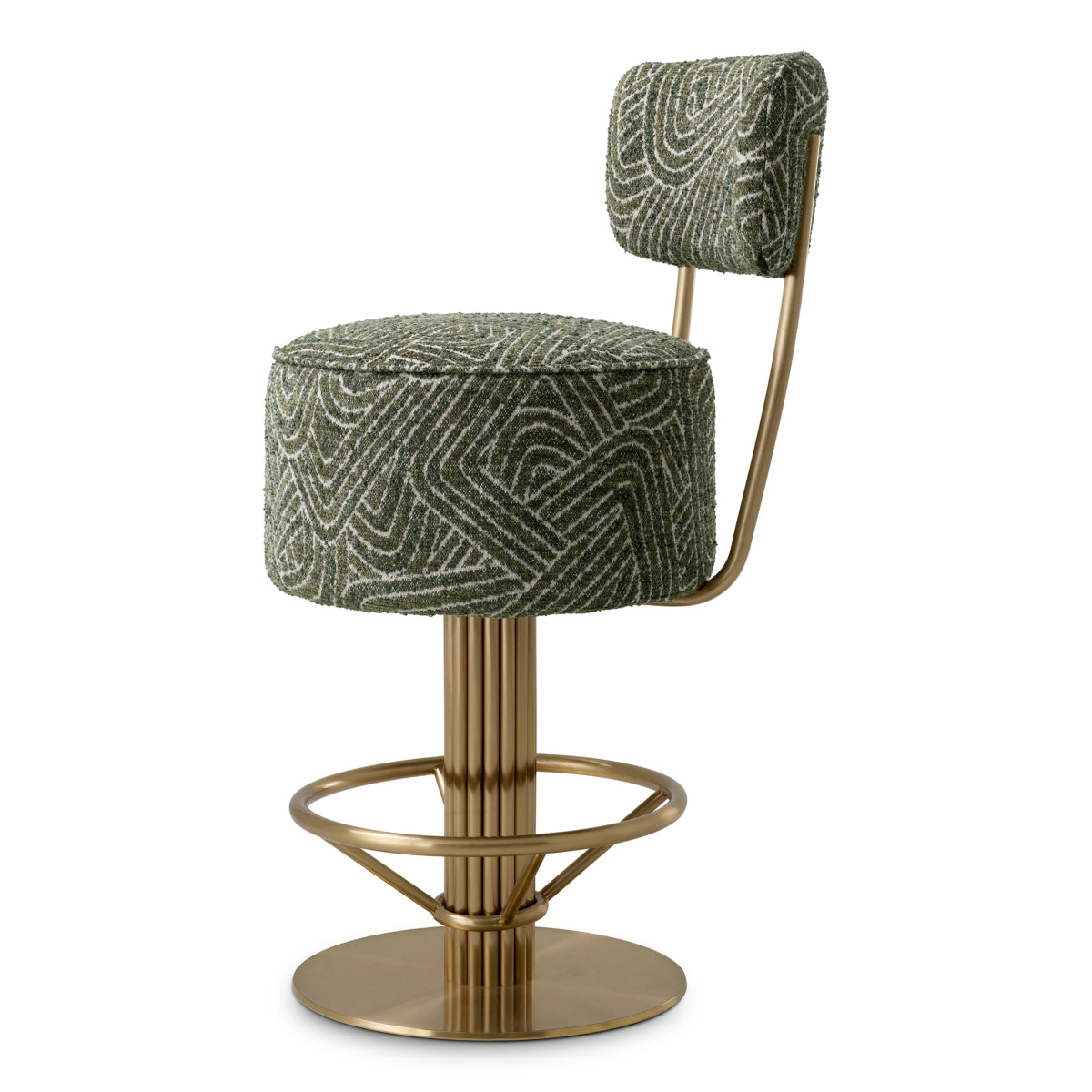 Green Fabric Swivel Bar Stool Carleton