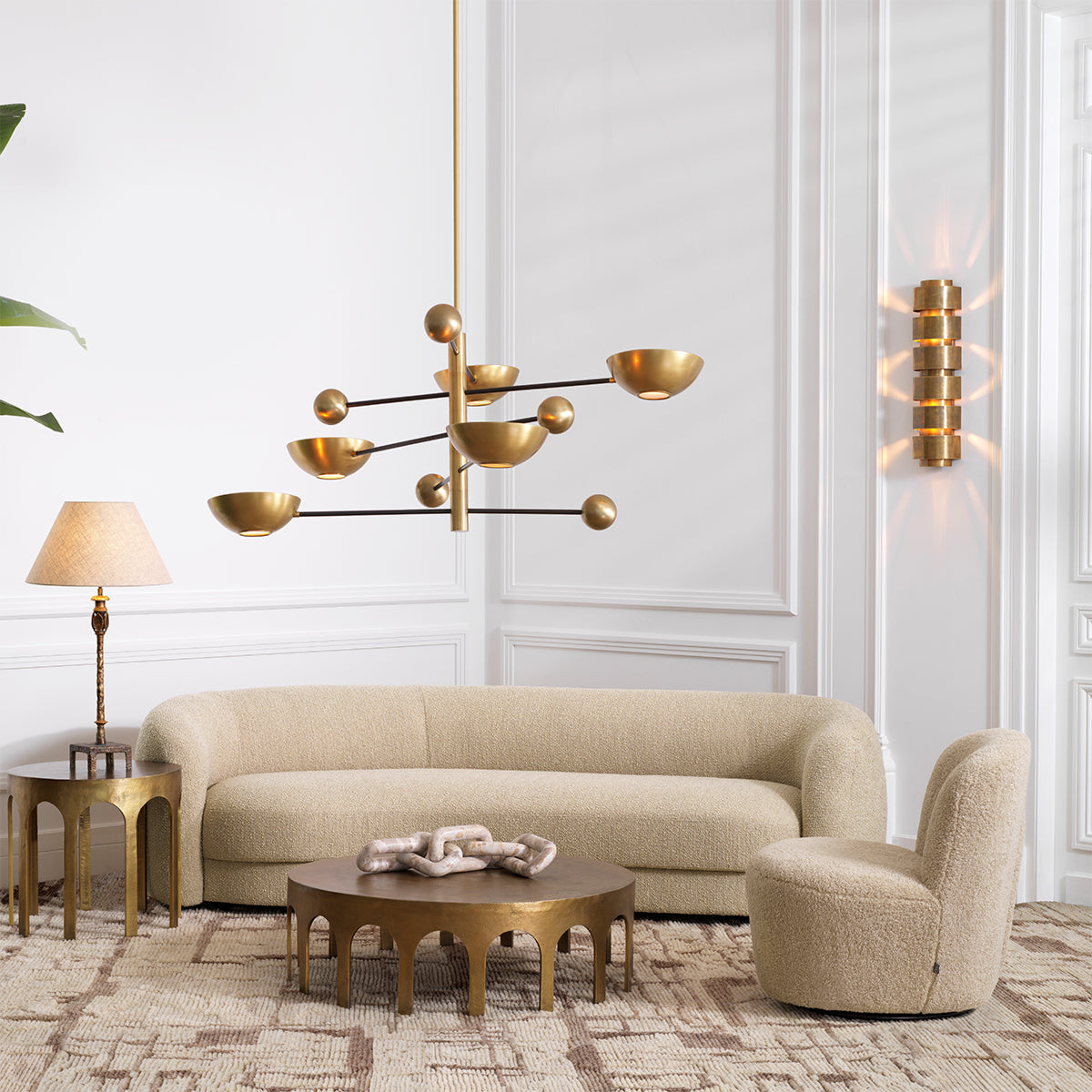 Boucle Sand Curved Sofa Blaine