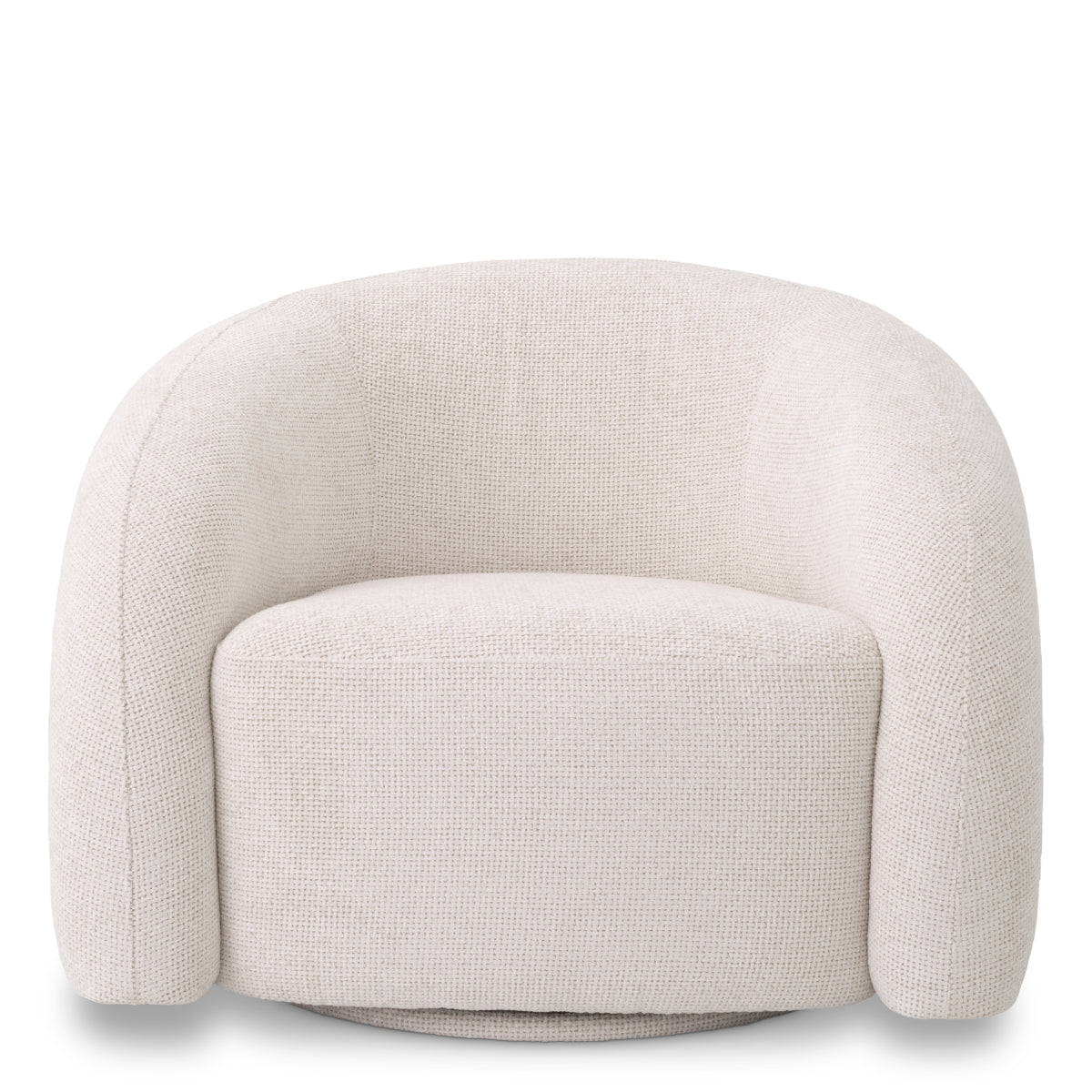 White Curved Swivel Armchair Novelle