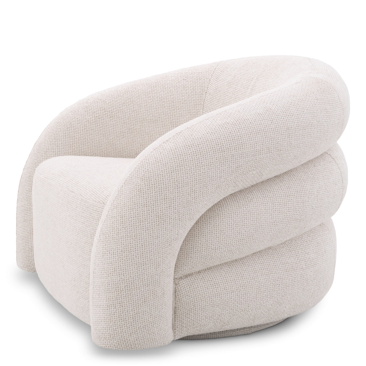 White Curved Swivel Armchair Novelle