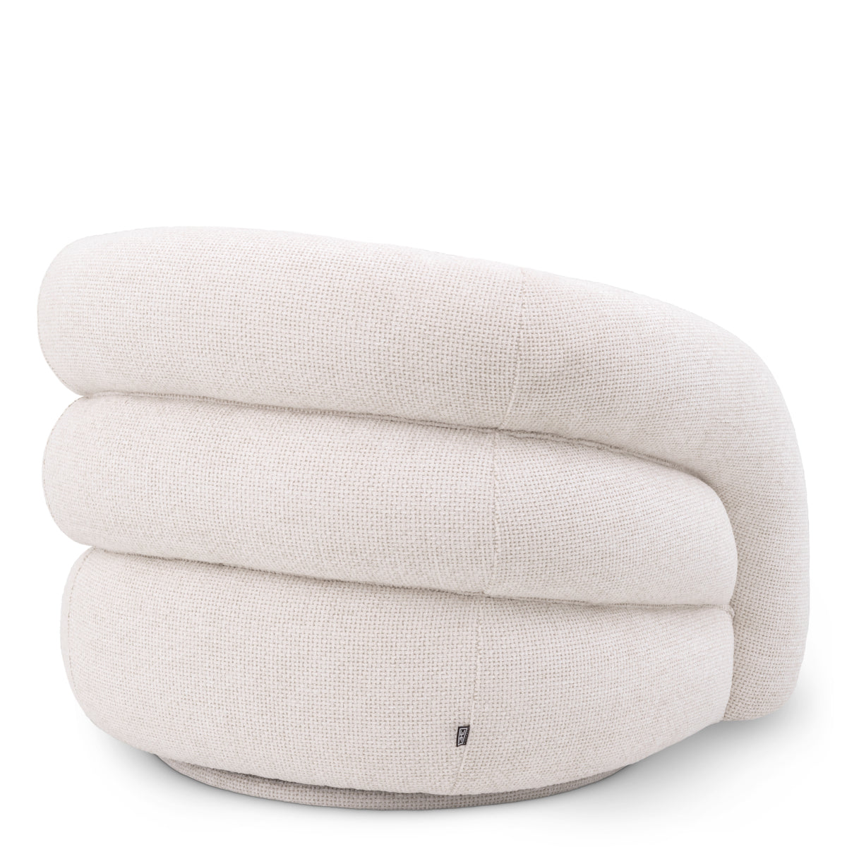 White Curved Swivel Armchair Novelle