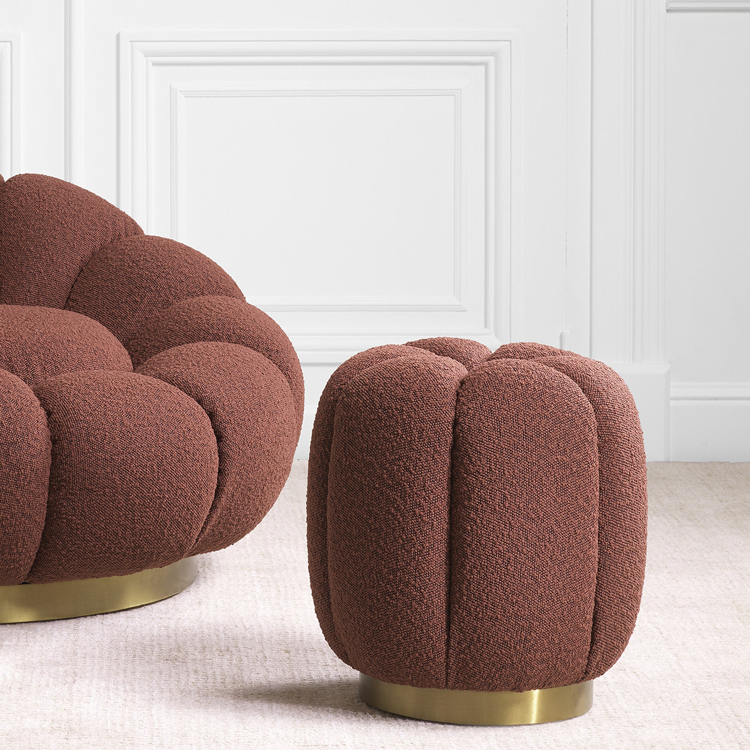 Modern Red Boucle Stool Orchanic