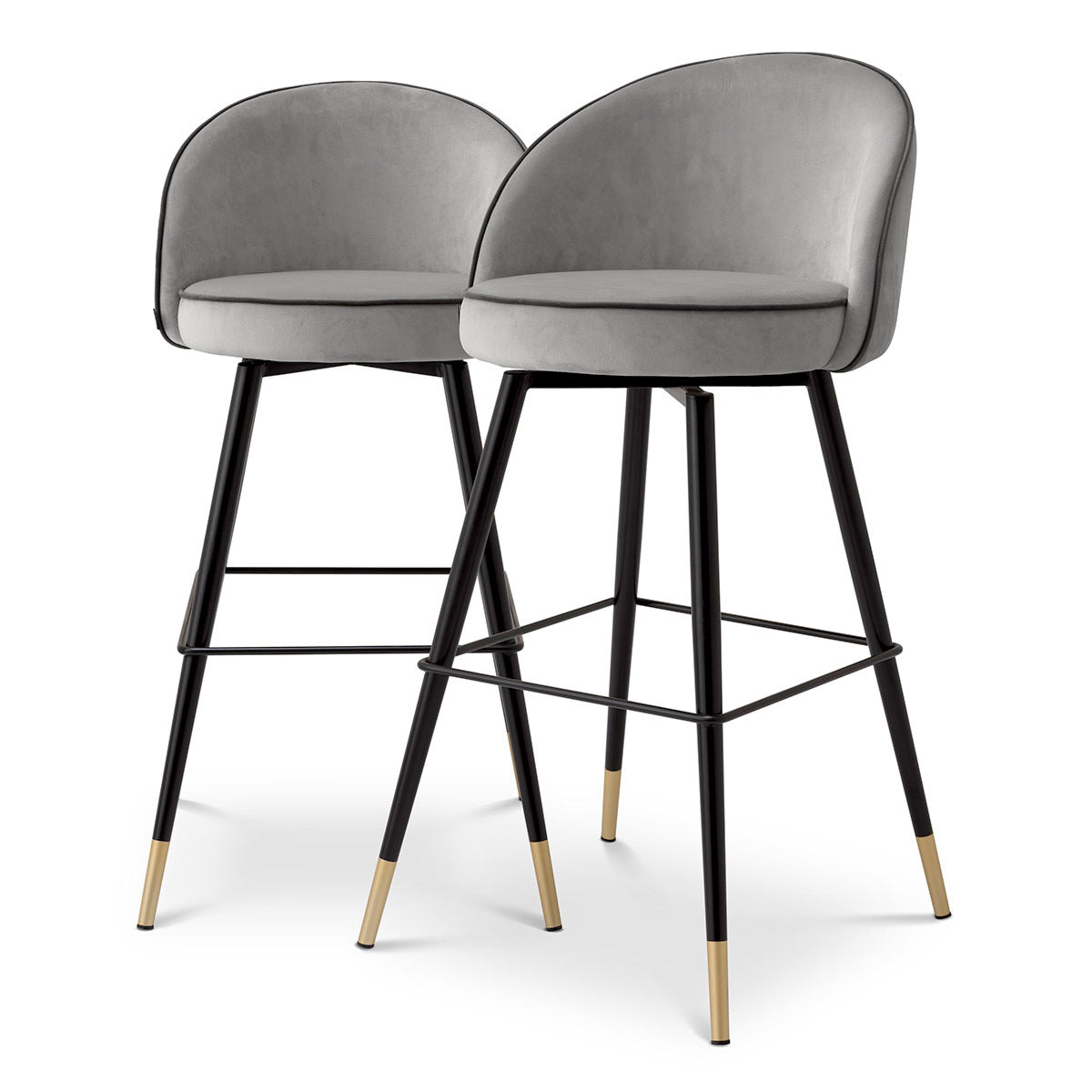 Gray Piped Modern Bar Stools (2) Cooper