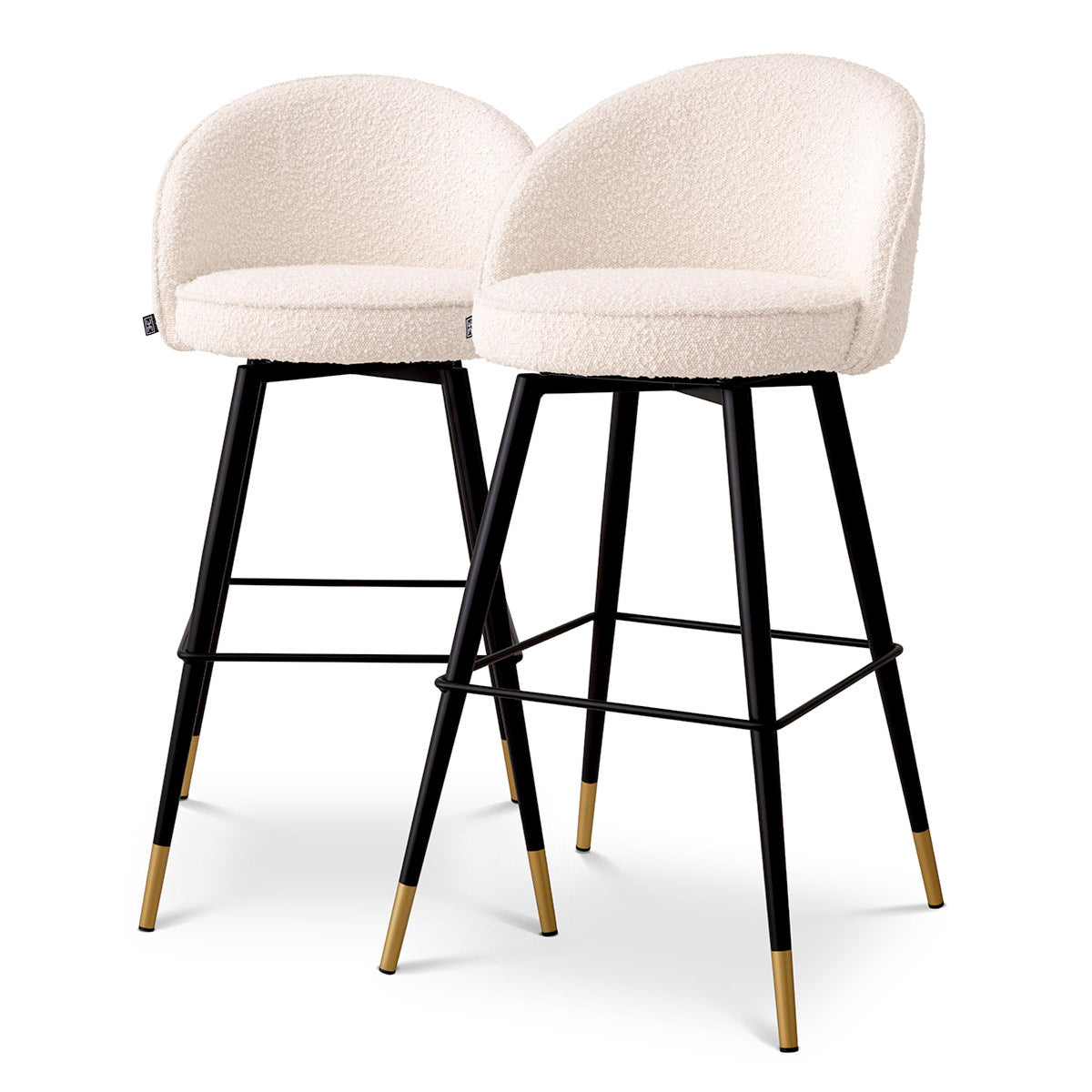 White Piped Modern Bar Stools (2) Cooper