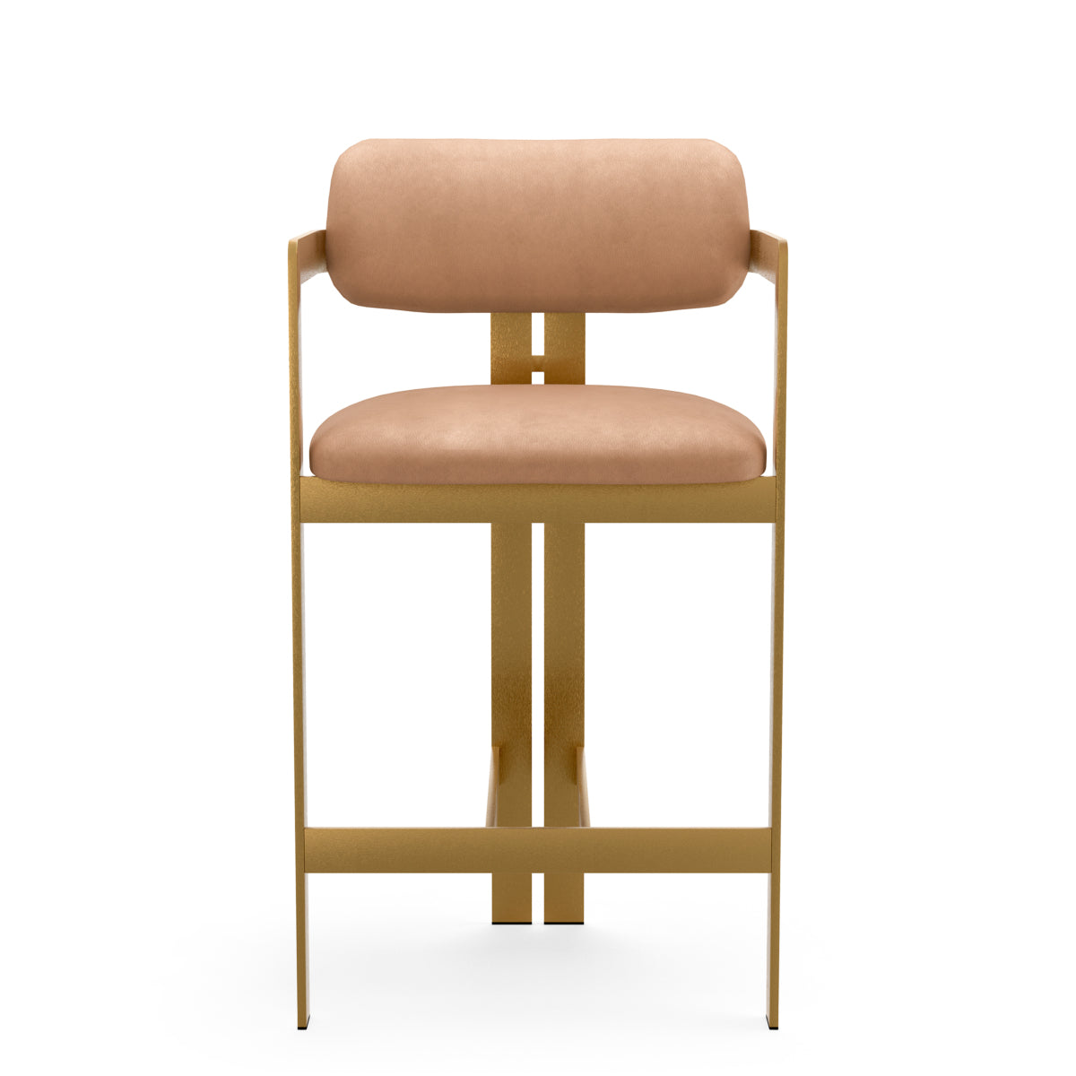 Beige Leather Upholstered Counter Stool Donato
