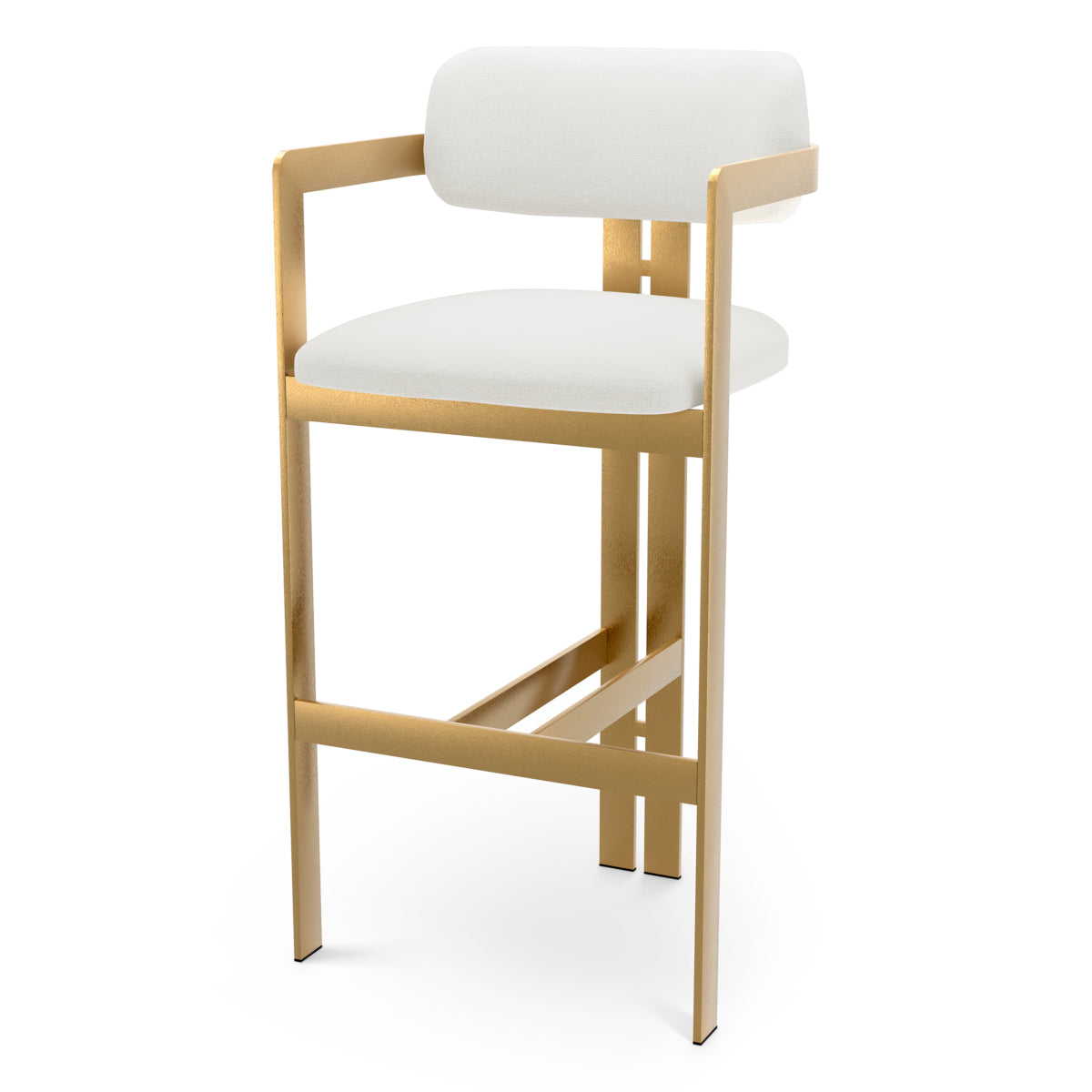 Muslin White Gold Frame Bar Stool Donato | A