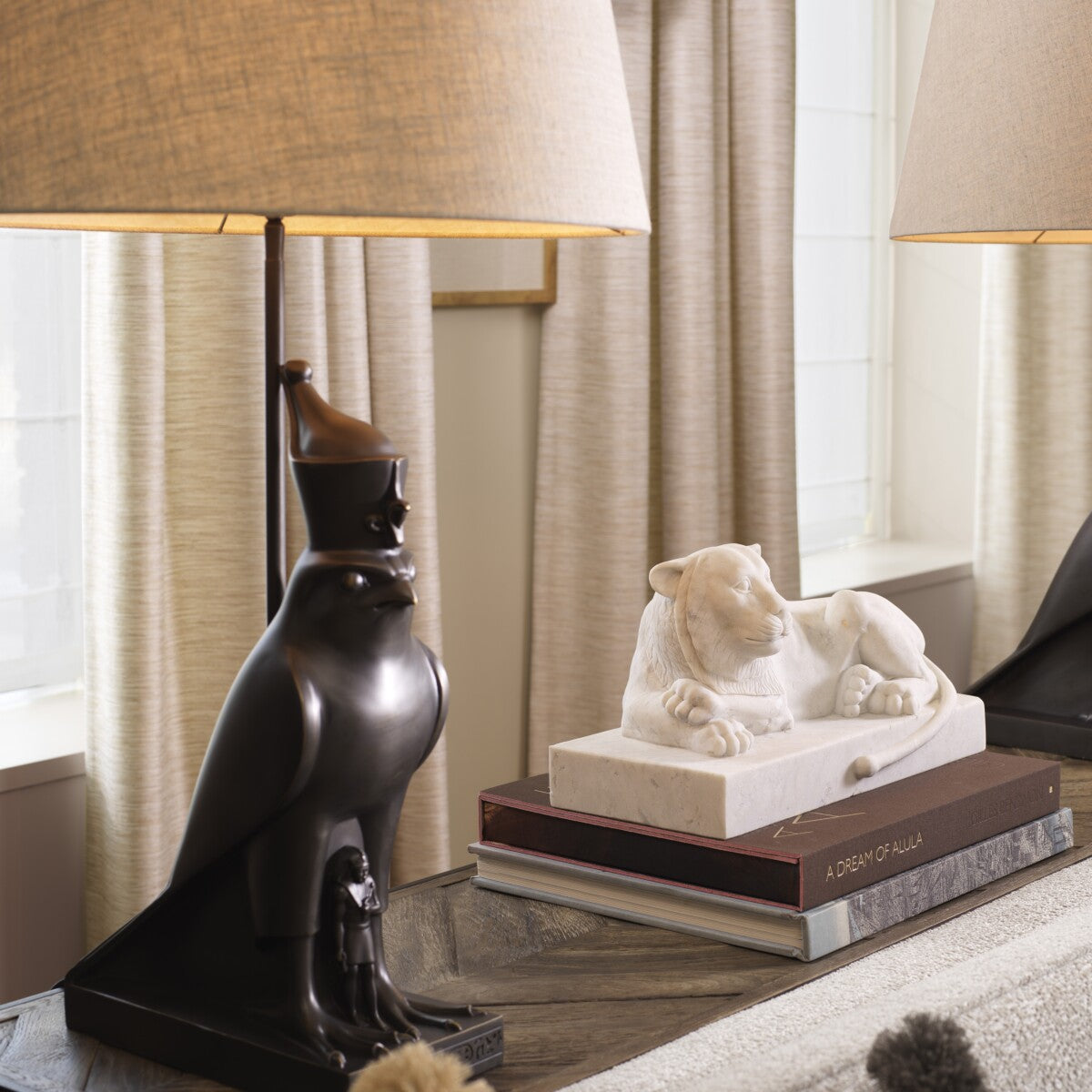 Bronze Sculptural Base Table Lamp Horus