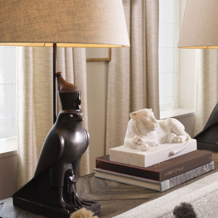 Table lamp Horus bronze highlight finish incl shade