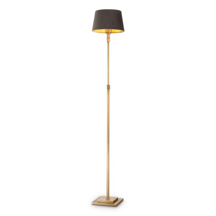 Floor Lamp Tryon antique brass finish incl velvet shade