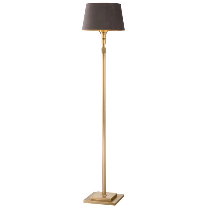Floor Lamp Tryon antique brass finish incl velvet shade