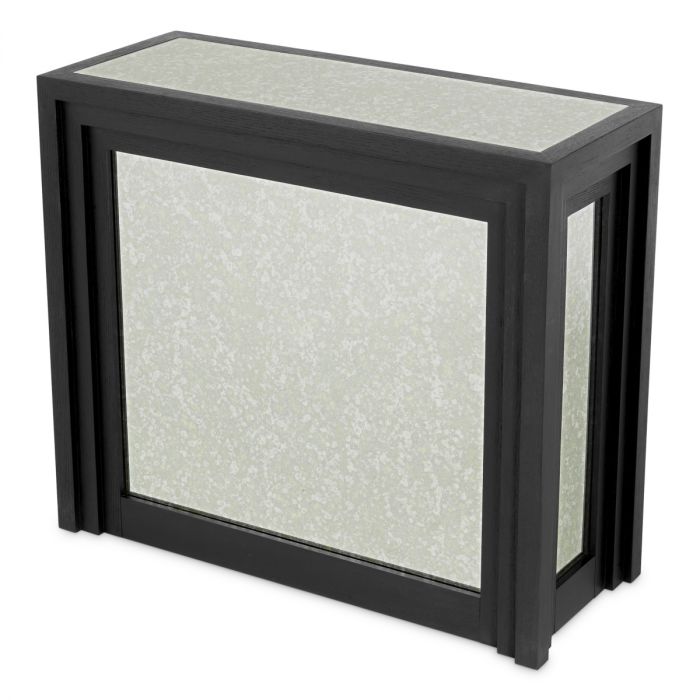 Bar Metropolitan black open grain veneer antique mirror glass