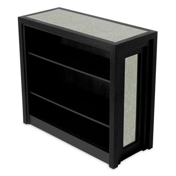 Bar Metropolitan black open grain veneer antique mirror glass