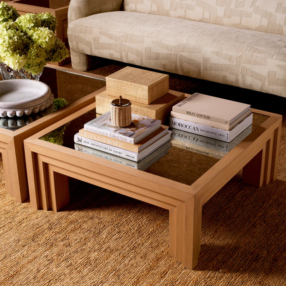 Oak Veneer Mirror Coffee Table Metropolitan