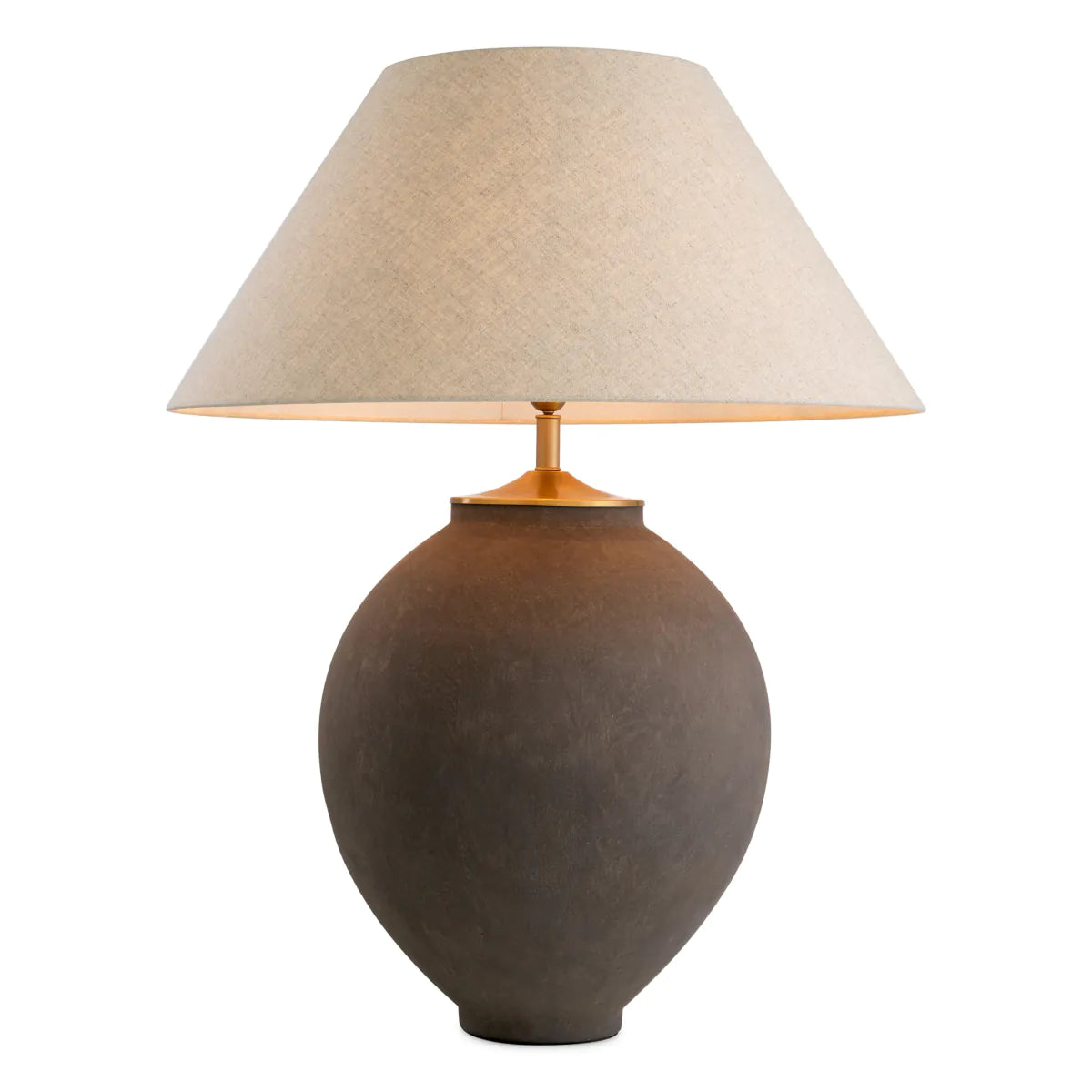 Taupe Fiberglass Table Lamp Moon Jar