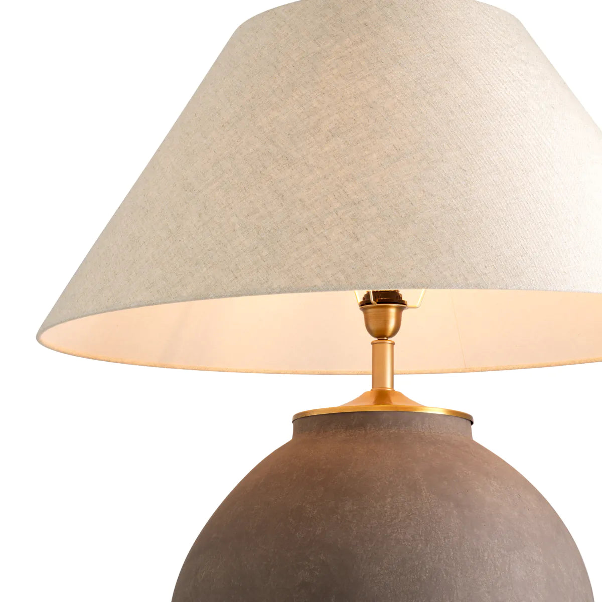 Taupe Fiberglass Table Lamp Moon Jar