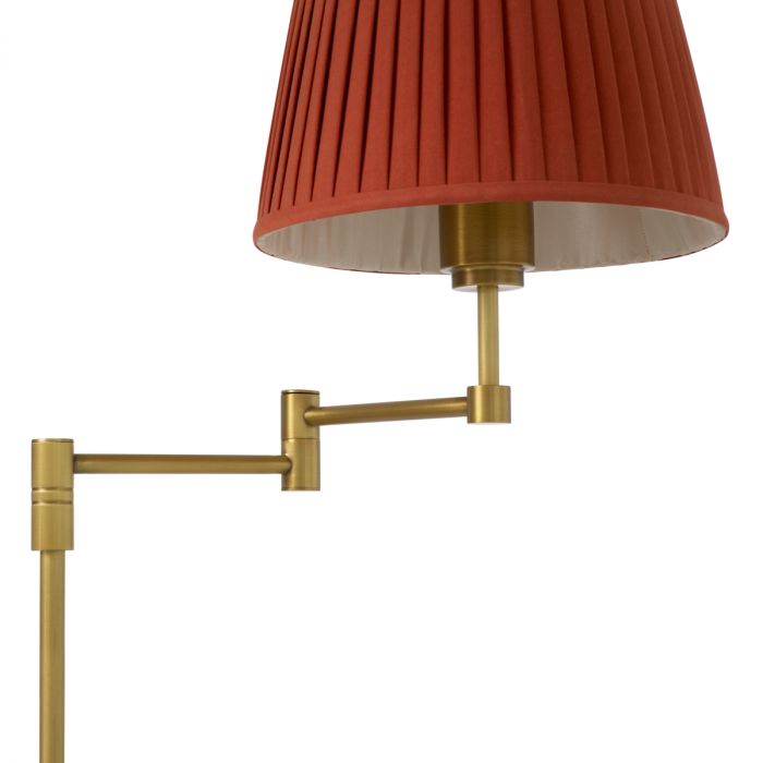 Floor Lamp Corbin antique brass finish incl orange pleated shade