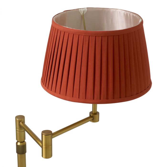 Floor Lamp Corbin antique brass finish incl orange pleated shade