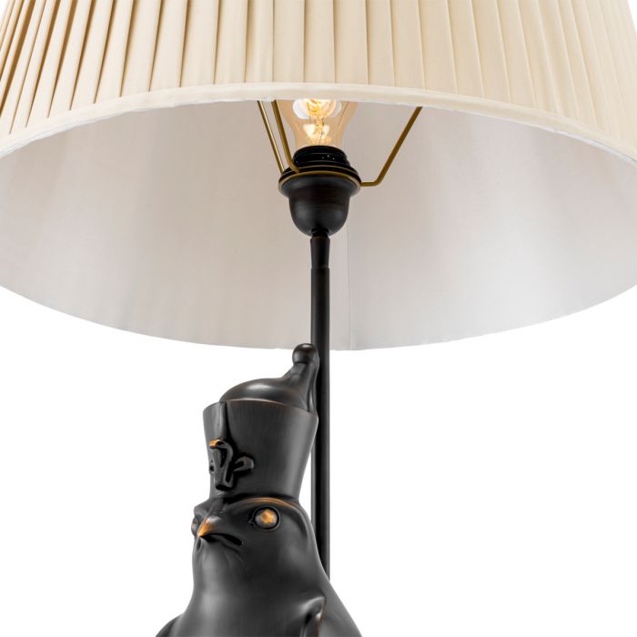 Table lamp Horus bronze highlight finish incl beige pleated shade