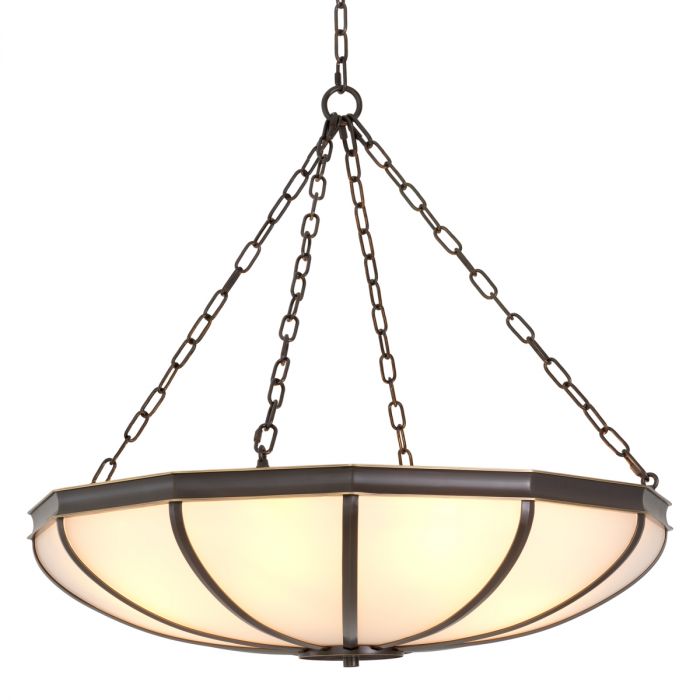 Chandelier Jenkins L bronze highlight finish white glass
