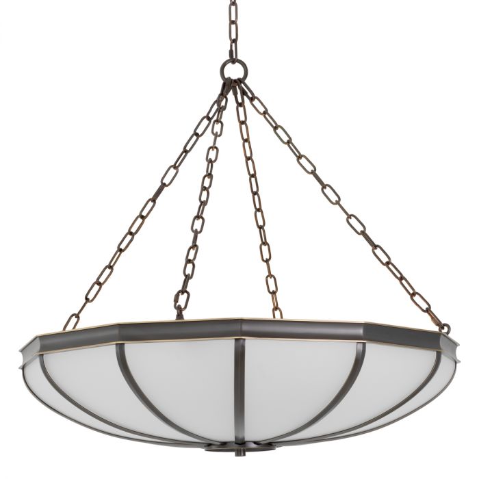 Chandelier Jenkins L bronze highlight finish white glass
