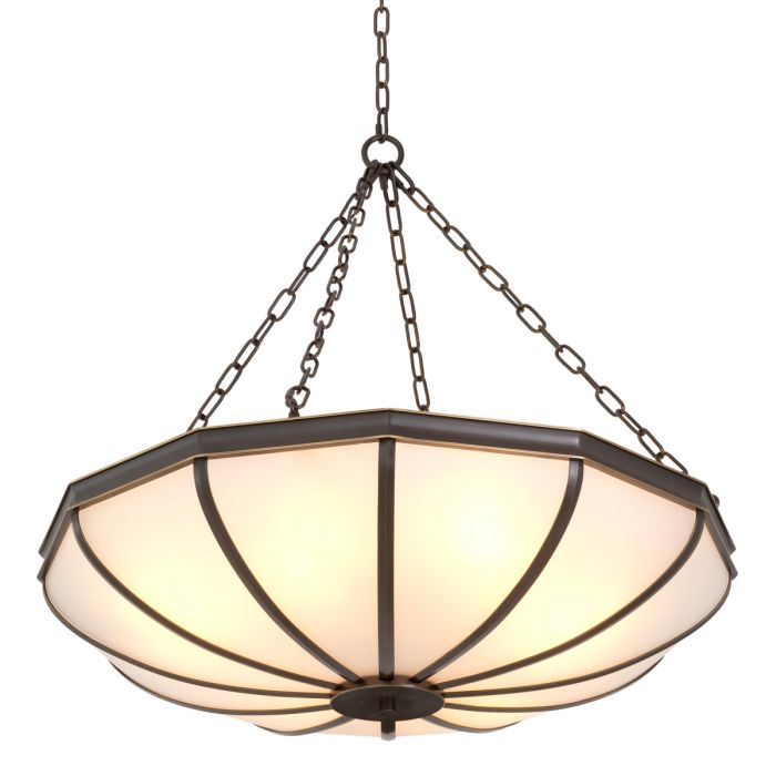 Chandelier Jenkins L bronze highlight finish white glass