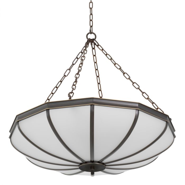 Chandelier Jenkins L bronze highlight finish white glass