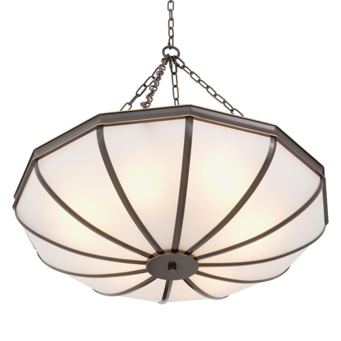 Chandelier Jenkins L bronze highlight finish white glass