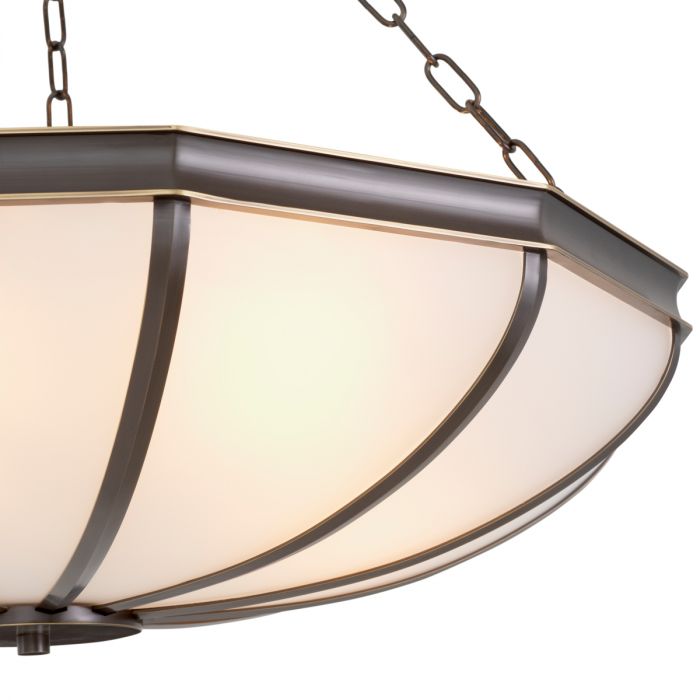 Chandelier Jenkins L bronze highlight finish white glass