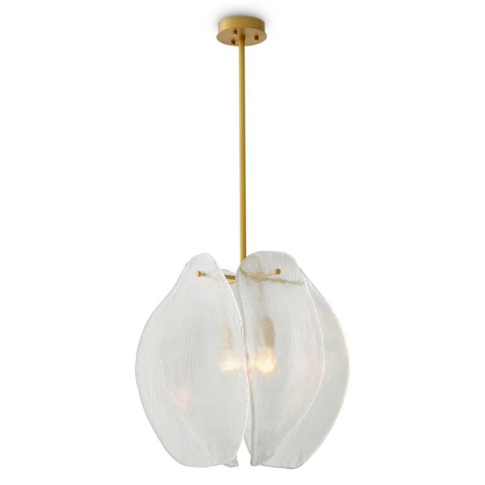 Chandelier Hibis antique brass finish clear glass