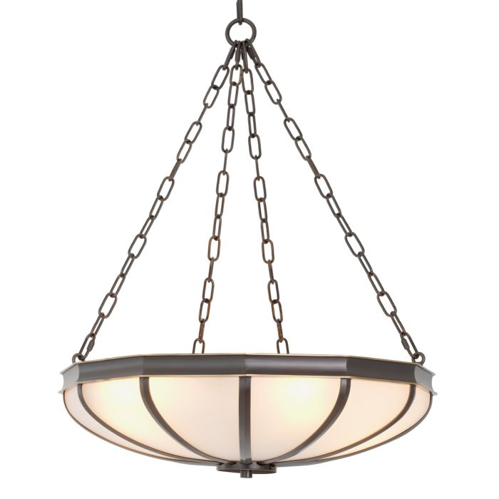 Chandelier Jenkins S bronze highlight finish white glass