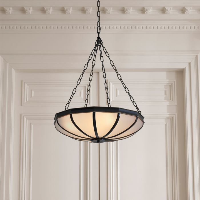 Chandelier Jenkins S bronze highlight finish white glass