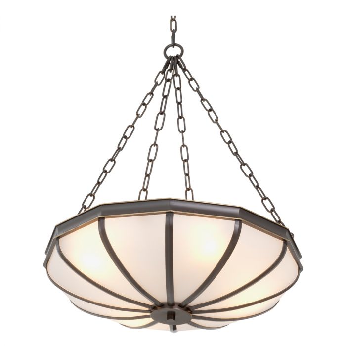 Chandelier Jenkins S bronze highlight finish white glass