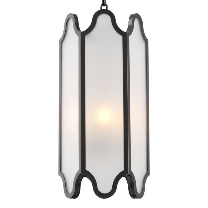 Pendant Rockefeller bronze highlight finish white glass