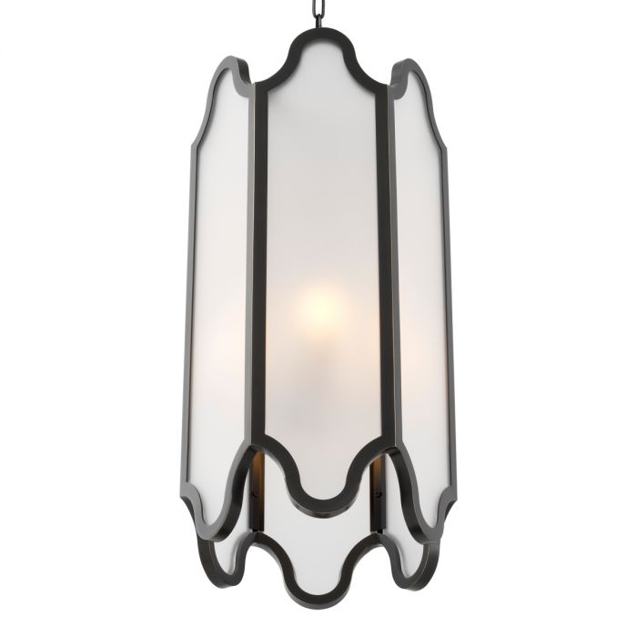 Pendant Rockefeller bronze highlight finish white glass