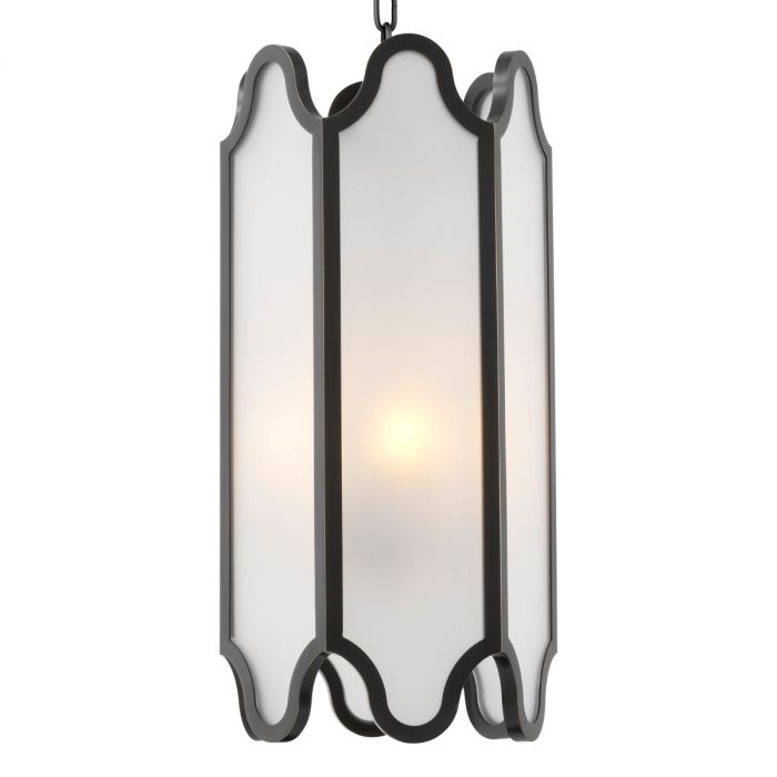 Pendant Rockefeller bronze highlight finish white glass