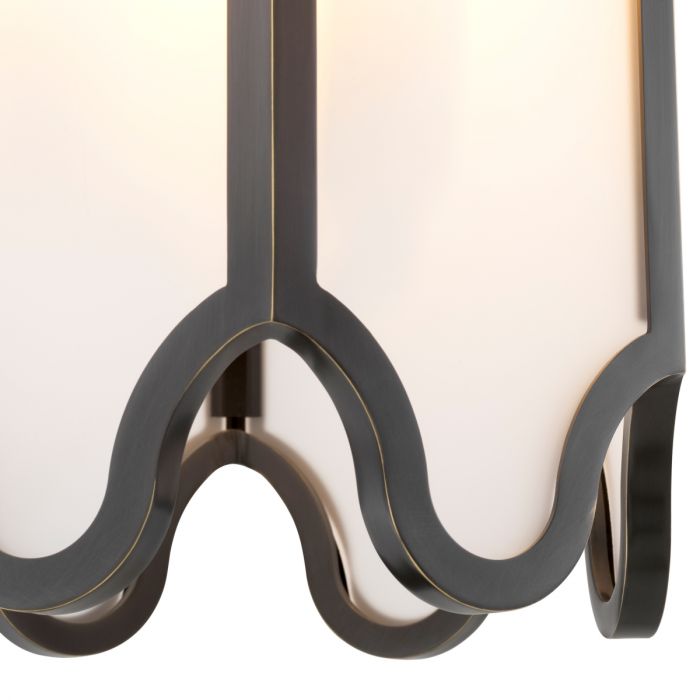 Pendant Rockefeller bronze highlight finish white glass