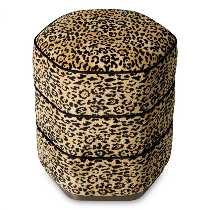 Stool Roosevelt bernard leopard camel bronze finish