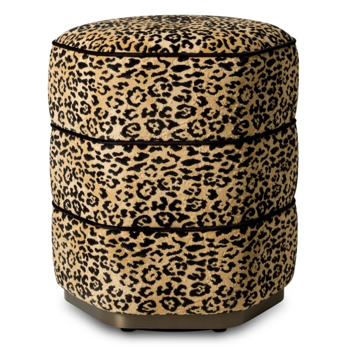 Stool Roosevelt bernard leopard camel bronze finish