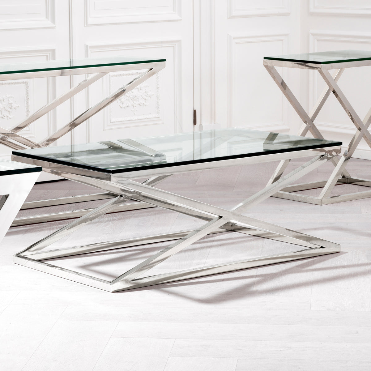 Clear Glass Coffee Table Criss Cross | Eichholtzmh.com